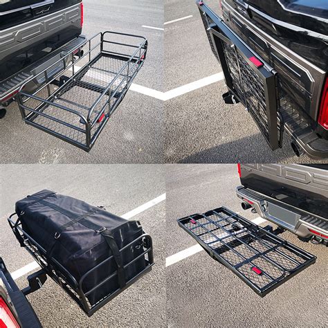 folding hitch mounted cargo carrier